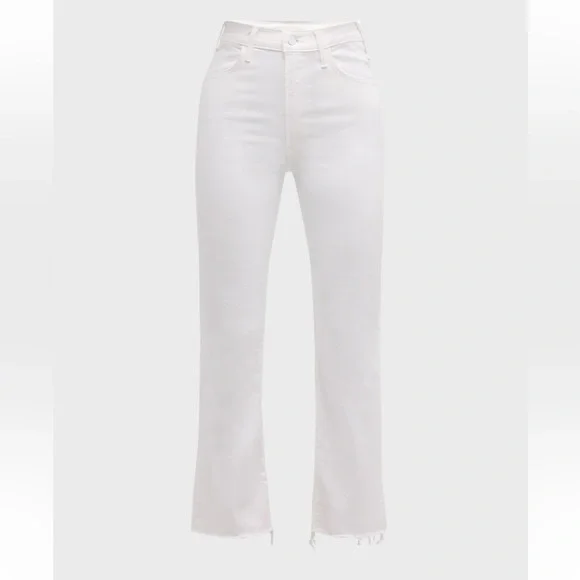 MOTHER The Hustler Ankle Fray Jeans White